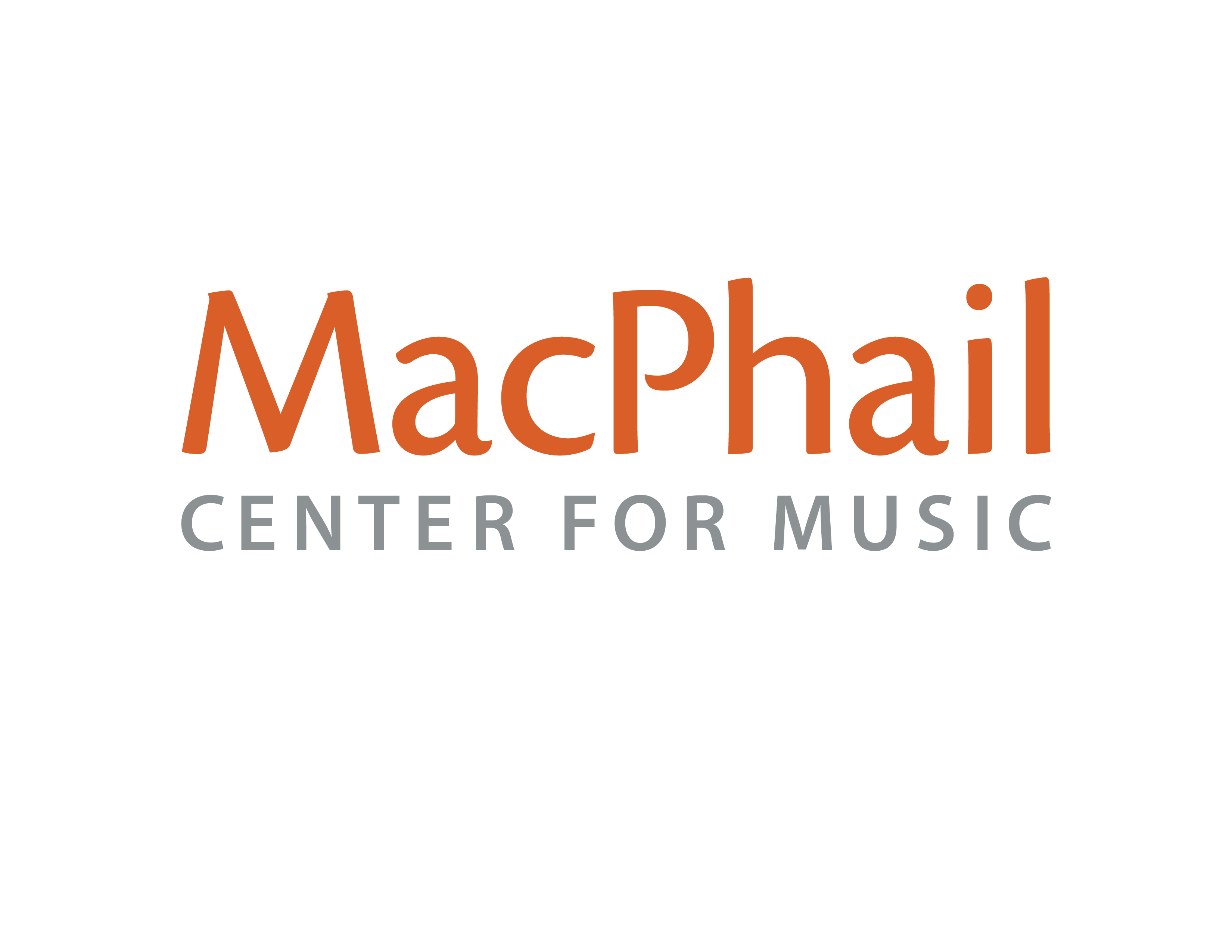 MacPhail Center for Music Logo. MacPhail is in orange and Center for Music in grey